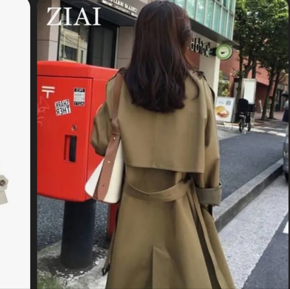 ZIAI Double Breasted Belted Trench Coat  women's size Medium color tan - Picture 12 of 12